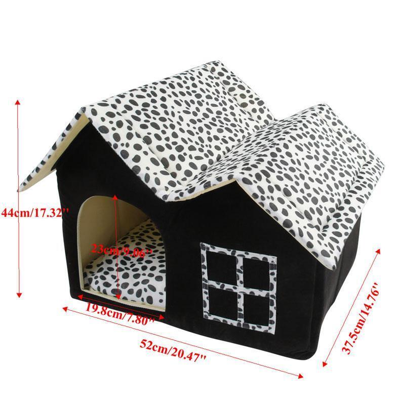 Portable Luxury Spot Double Top Pet House Dog Cat Sleep Bed Warm Cozy Puppy Bed