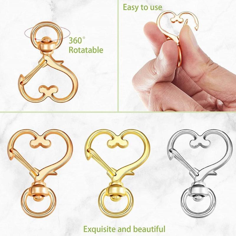 DIY 60x Lobster Heart Shape Claw Clasps Key Ring Chain Metal Lanyard Gift Family