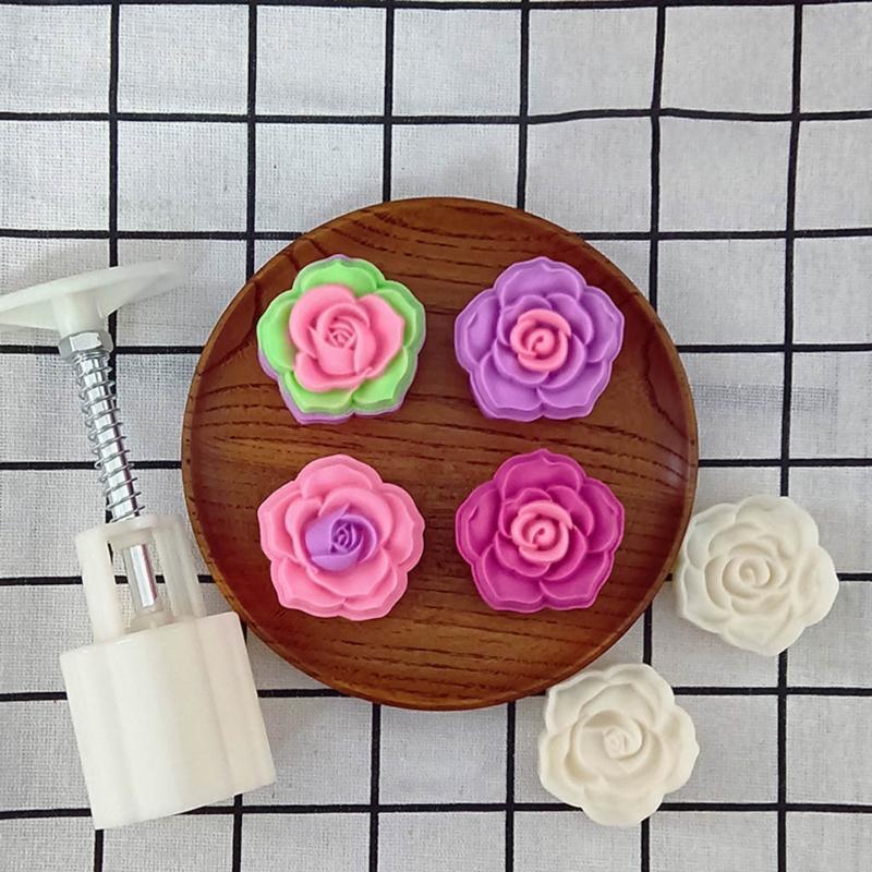 Mooncake Mold 50g Rose Flower Stamp Cake Cookie Mould Cutter Baking Accessories
