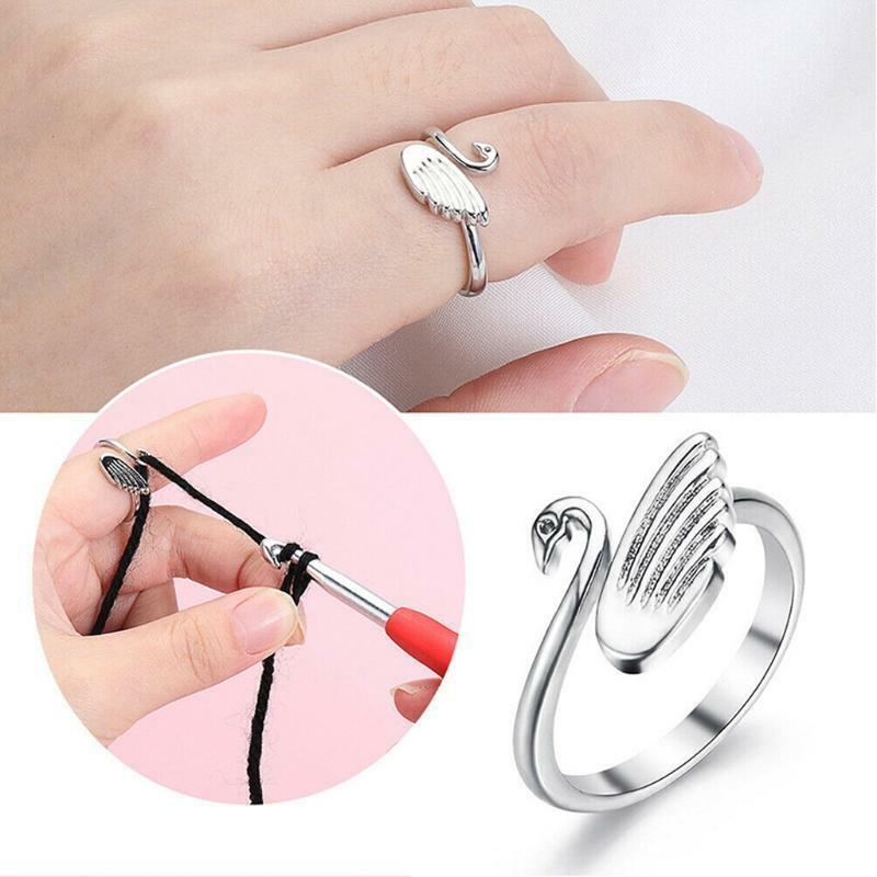 Swan Crochet Loop Ring Adjustable Braided Ring Open Finger Ring Knitting Jewelry