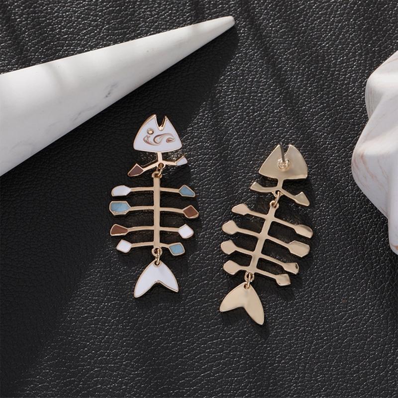 Cute Fashion Dangle Earrings Exaggerated Fishbone Earrings Ear Jewelry for Women
