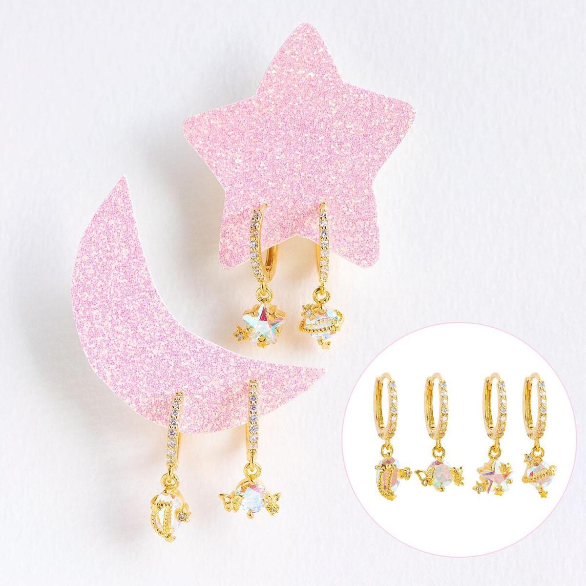 4 Pieces Girls Dangle Earrings Jewelry Valentine Day Anniversary Gift Tiny