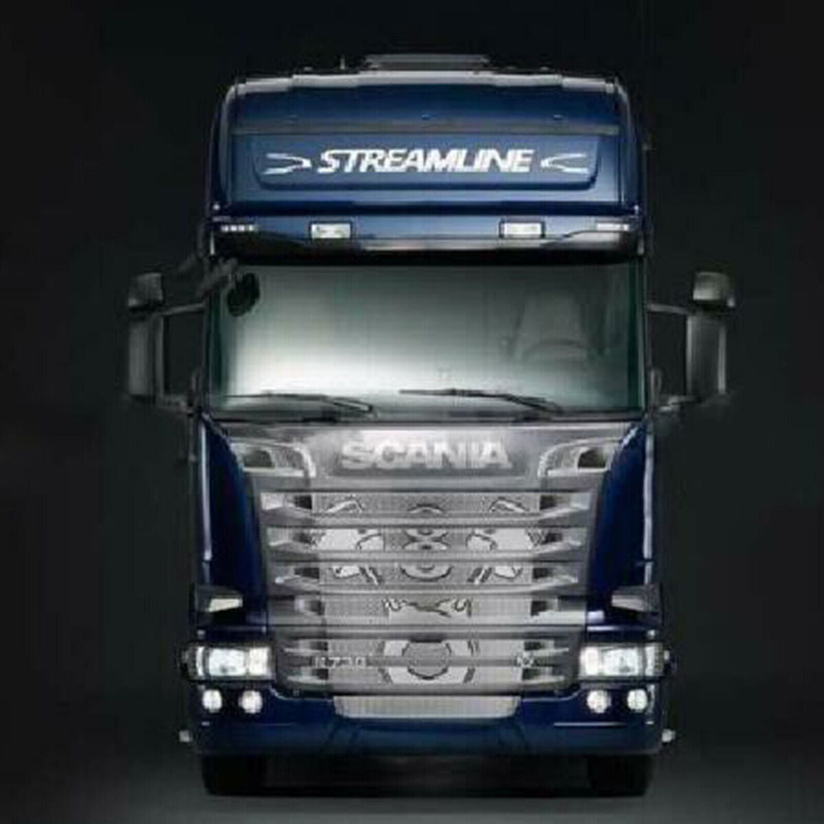 For 1/14 RC Tamiya Scania R730 Metal Bumper Intake Hood Front Grill Modification