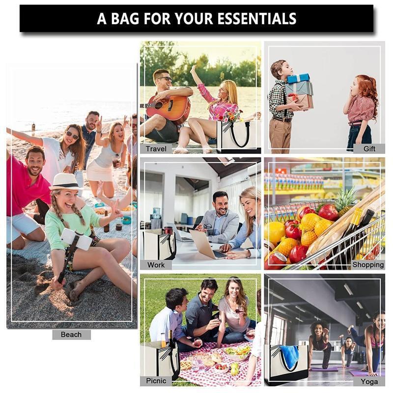 Fashionable Canvas Bag Letters Large Capacity Women Tote Bags with Handle