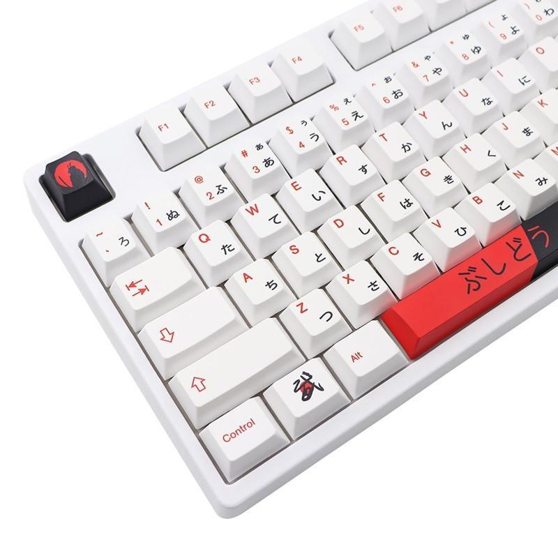 138 Keys PBT Dye Subbed Bushido Japanese Key Cap Cherry Profile With ISO Enter