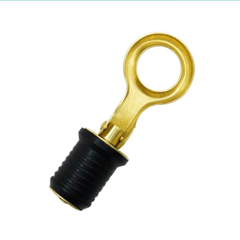2 Pcs Brass Handle Rubber Plug Snap Handle Drain Plug Boat Bilge Drains Easy Use
