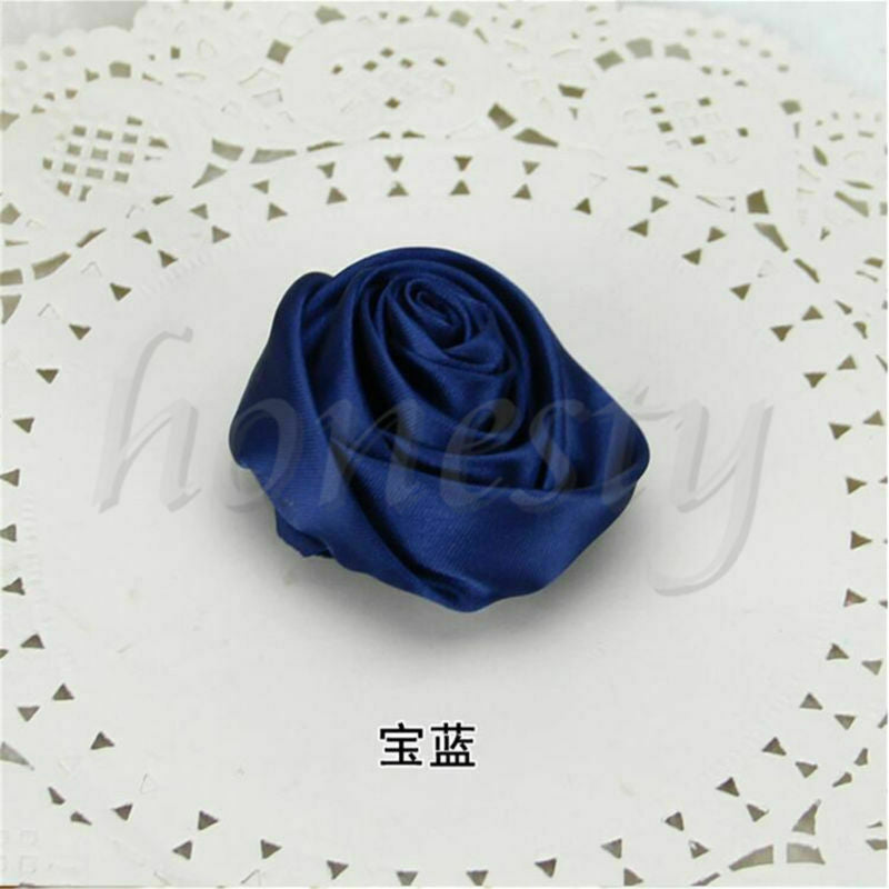 12pcs DIY Satin Ribbon Rose Flower Wedding Bouquet Appliques 9 Color