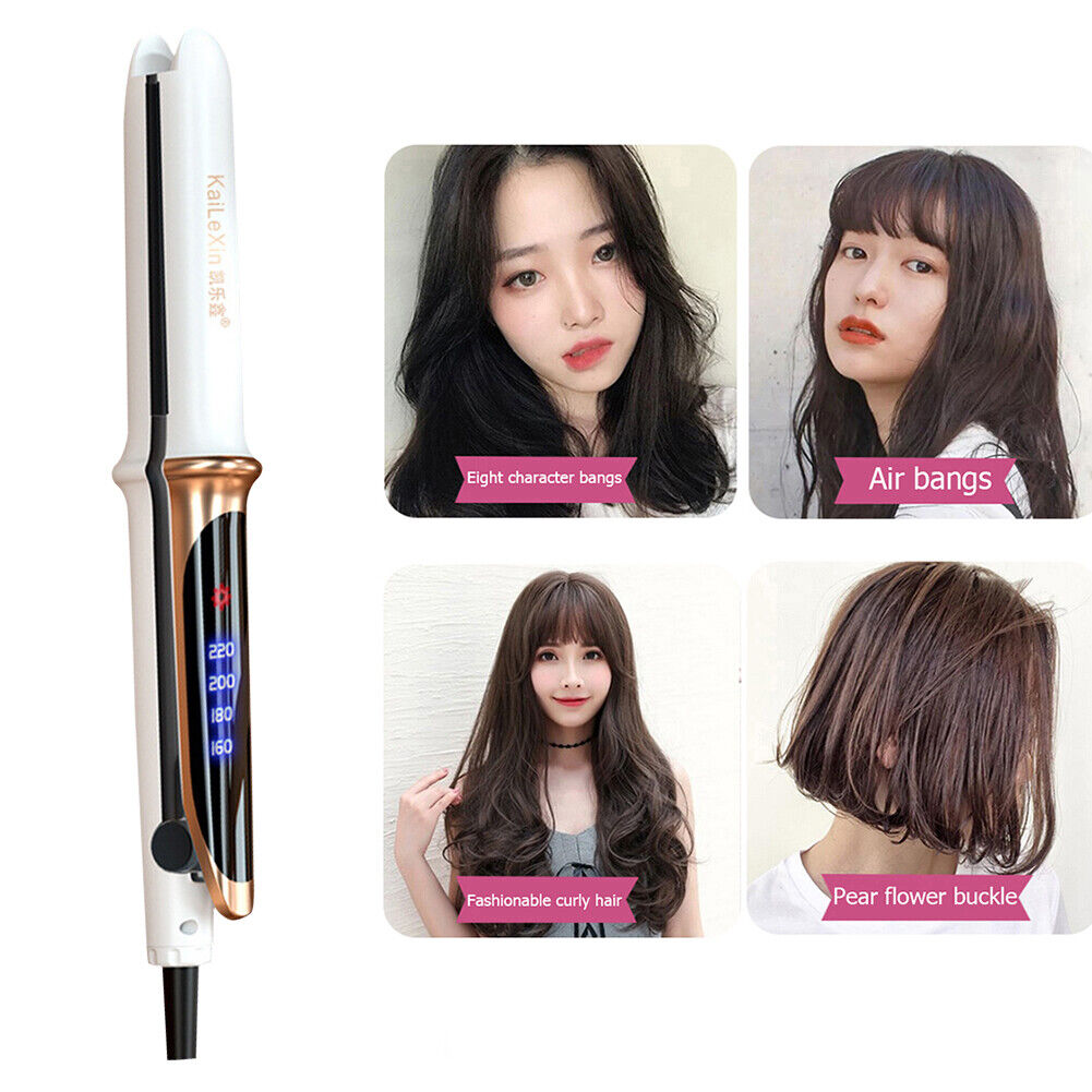 Dual Use Hair Straightener Roller Four-Gear Temperature Heat Curler (White)