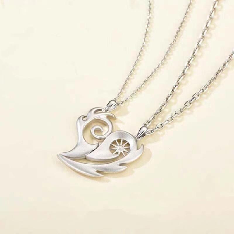 2Pcs/set Lovers Heart Pendant Couple Necklace Strong Magnetic Stitching Necklace
