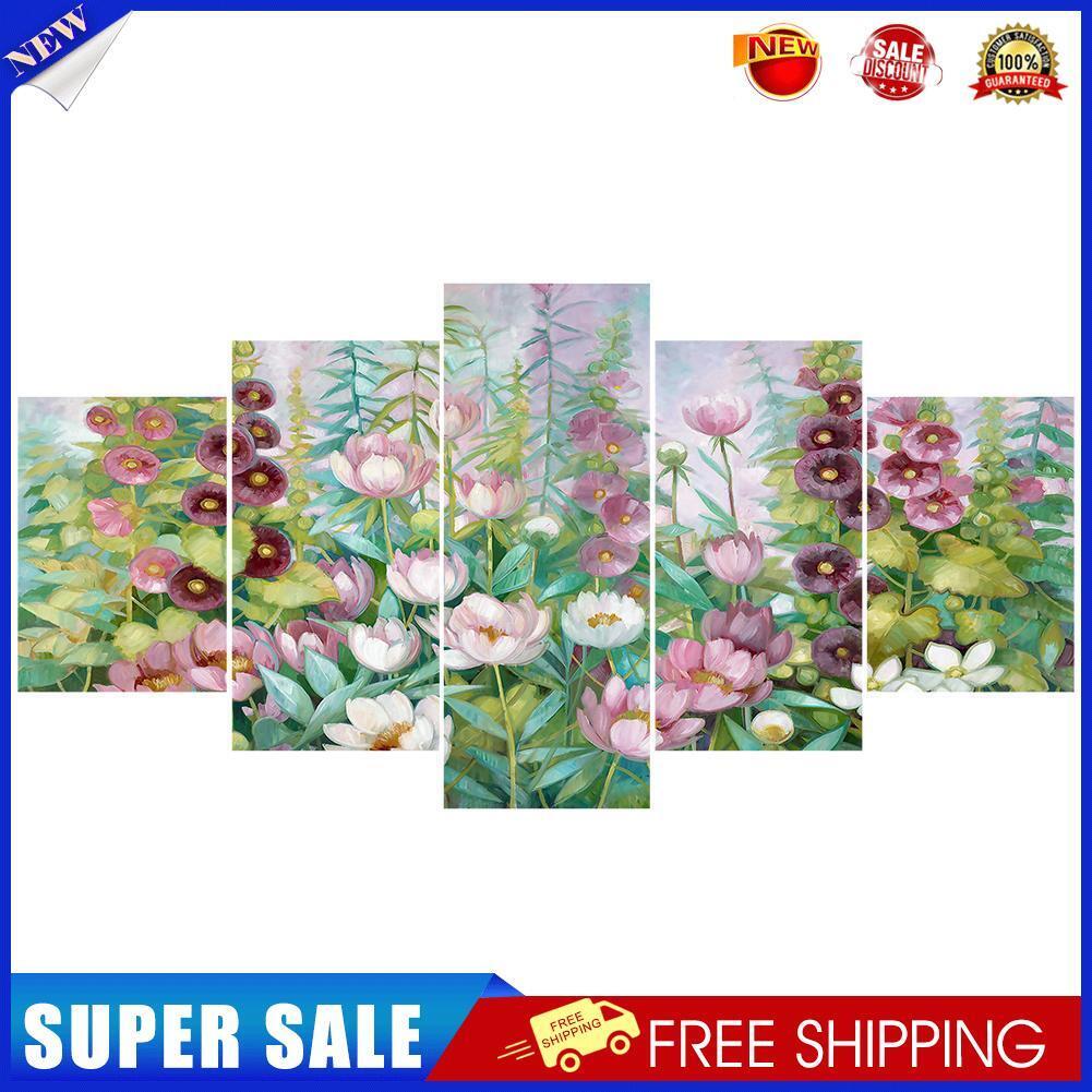 5pcs 5D DIY Full Drill Diamond Painting Lotus Cross Stitch Mosaic Kit Decor