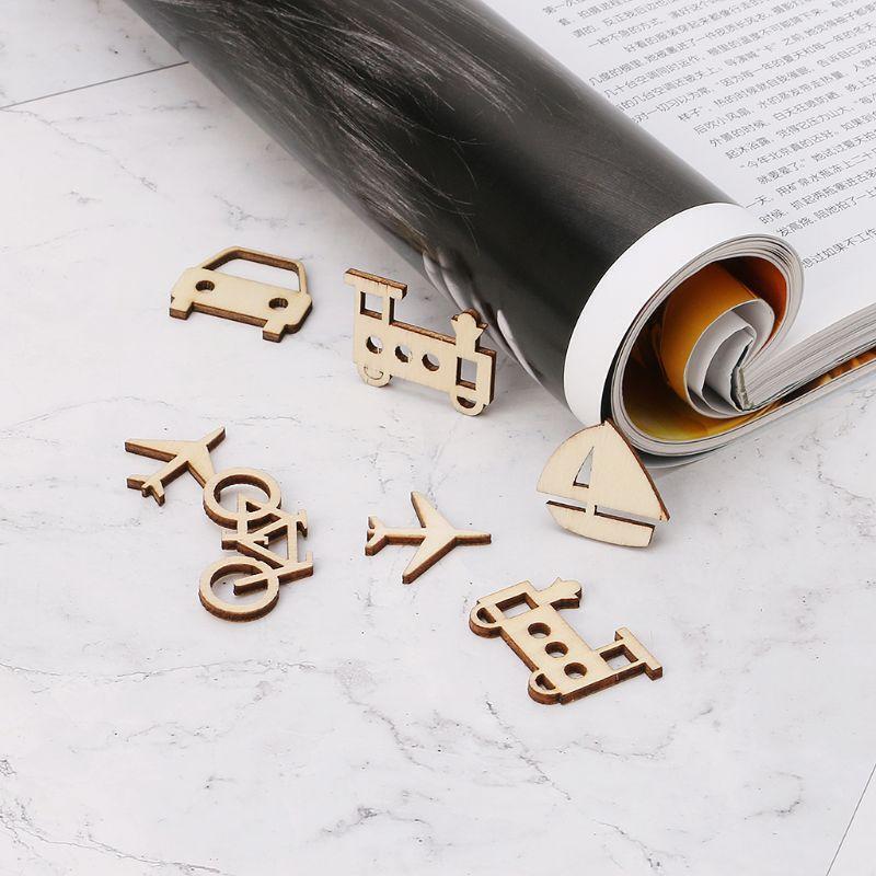 50 Pieces Natural Transportation Wood Slices Creative Wood Ornament Hangings