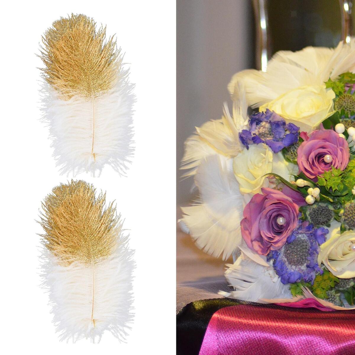 24  Feathers 15 20 Cm for Centerpieces Black And White