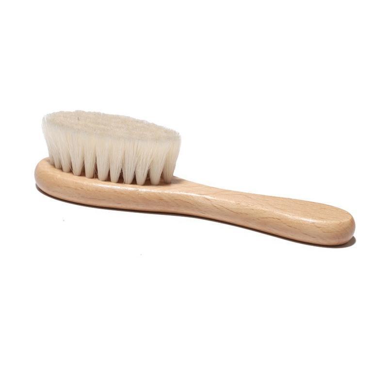 Baby Hair Brush for Newborn Natural Wooden Hairbrush Comb with Soft Wool Bristle