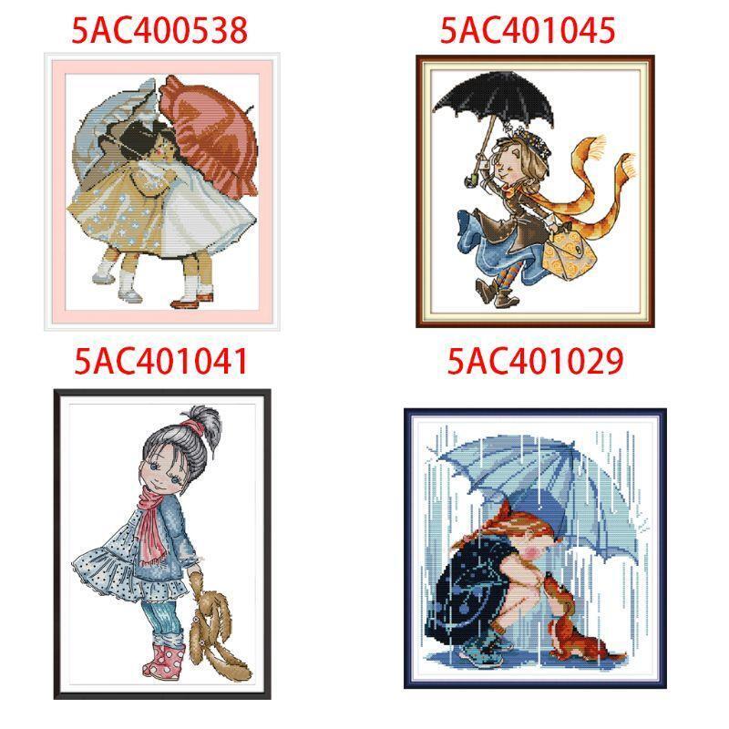 Girl DIY Handmade Needlework Counted 14CT Printed Cross Stitch Embroidery Kit