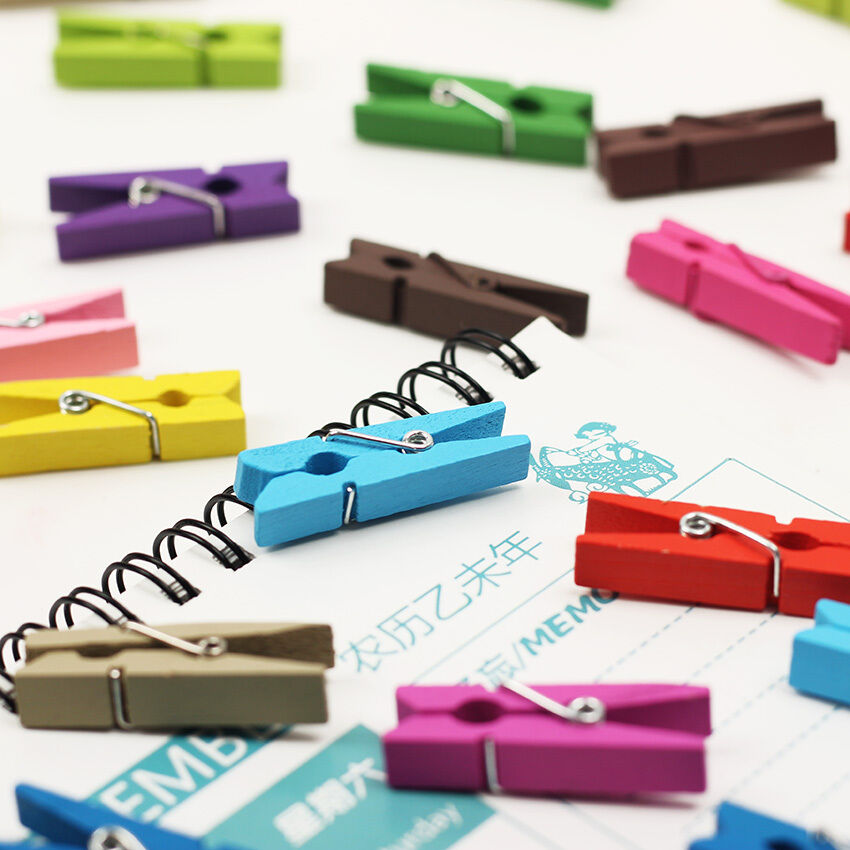 100X Mini Wood Clothespins Laundry Photo Paper Peg Clip Clothes Pins Art Craft