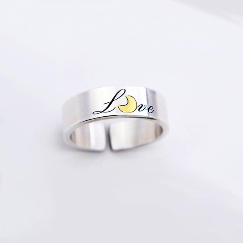 2Pieces Lover Forever Promise Matching Relationship Open Ring Valentine's Day