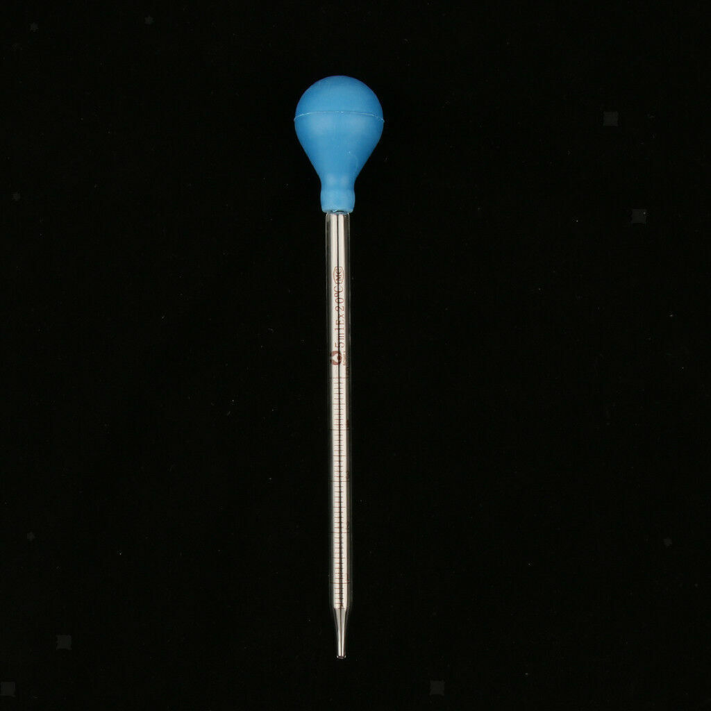 2 Pcs Glass Transfer Pipettes 5ml Graduated Scale Dropper with Scale Line Lab