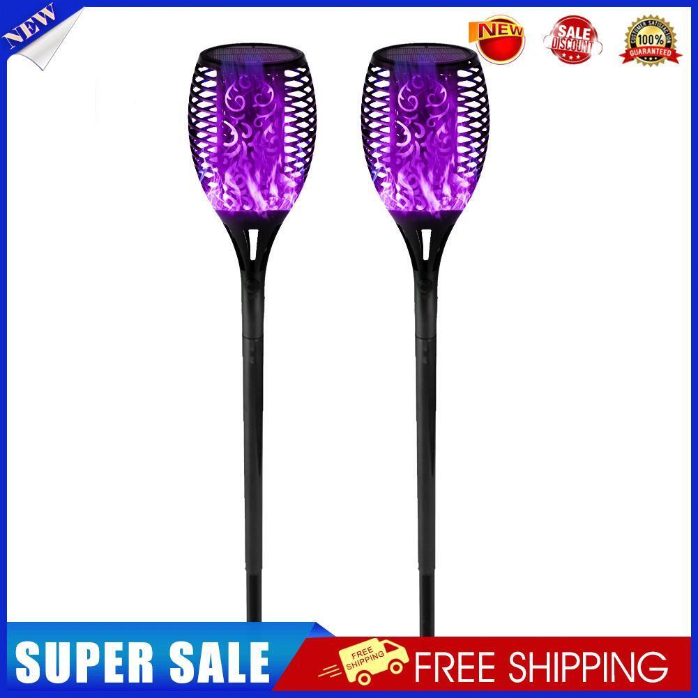 12 LED Flame Torch Light Solar Powered Garden Plug-In Decor Lamp (2pcs)