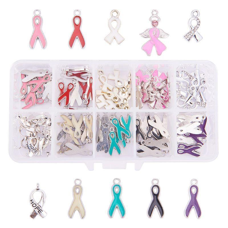 1 Box Ribbon Alloy Enamel Charms Pendants Handmade DIY Jewelry Making Accessory