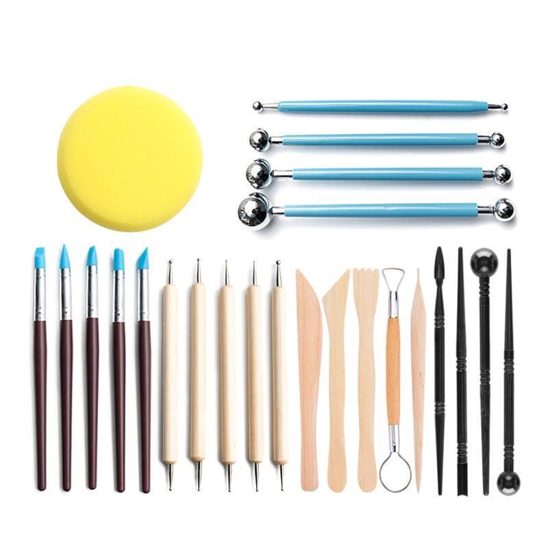 24 Pieces Essential Clay Tools Kit  for DIY Pottery Craft Nail Drawing Baking