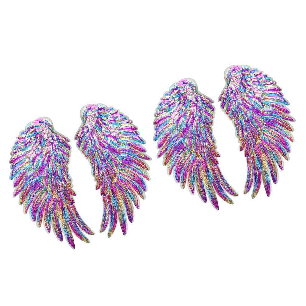 4 Colorful Angel  Sequin Patches Shiny Applique Jackets Bags Decor