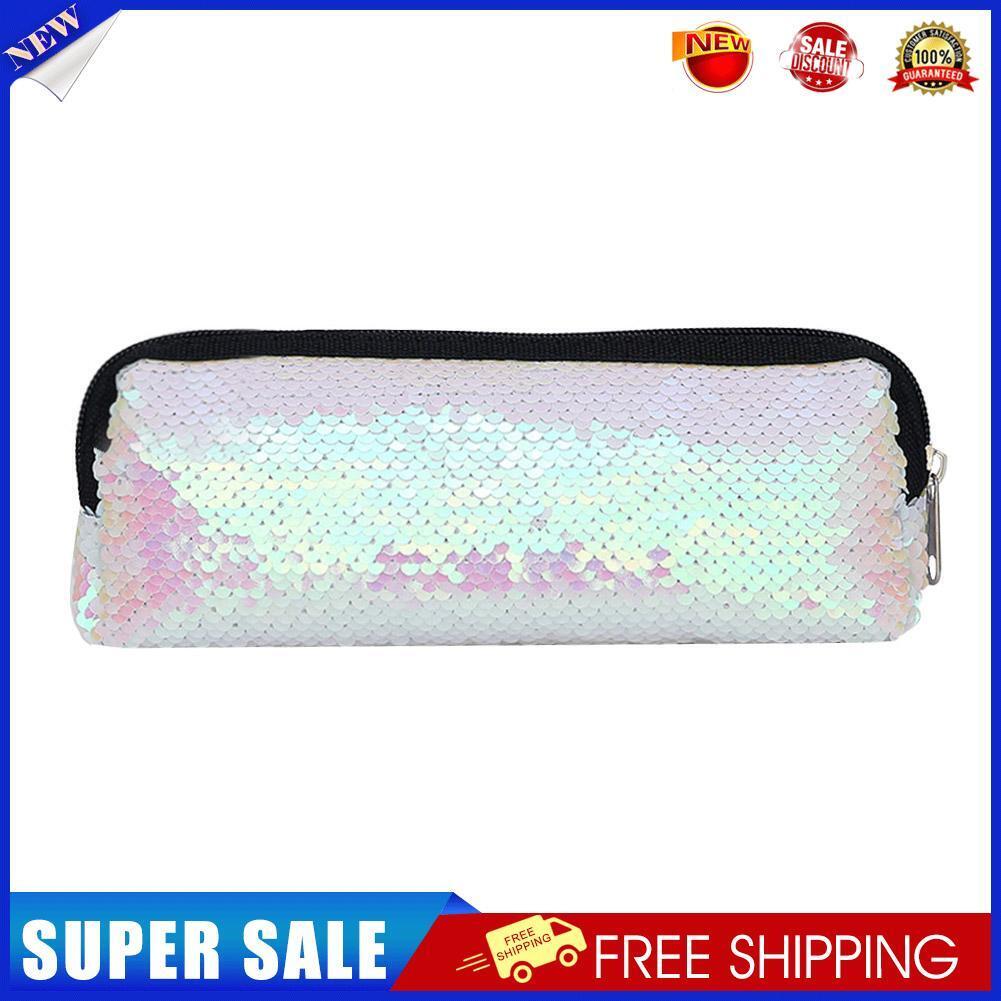 Fish Scale Sequins Cosmetic Bags Women Pouch Students Pencil Case (Pink)