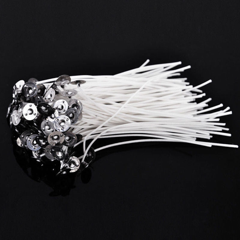 Pack of 50 15cm Pre Waxed Wicks for Candle Making .With Sustainers Nice