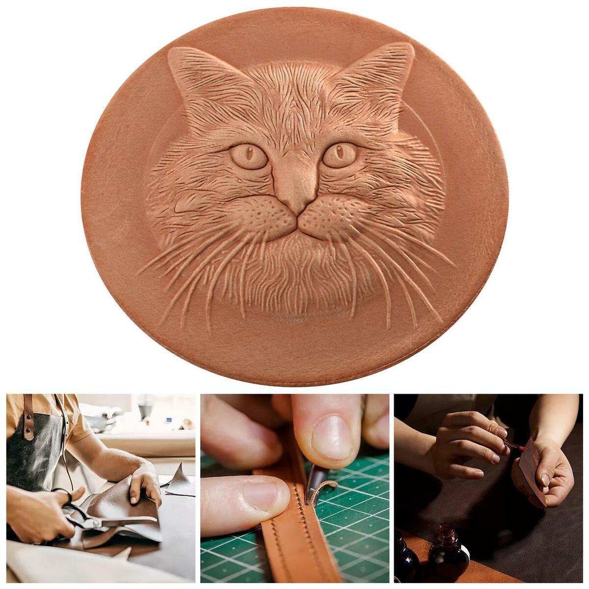 PU Leather Unfinished Christmas Cat Ornament DIY for Handbags Bag Ornaments
