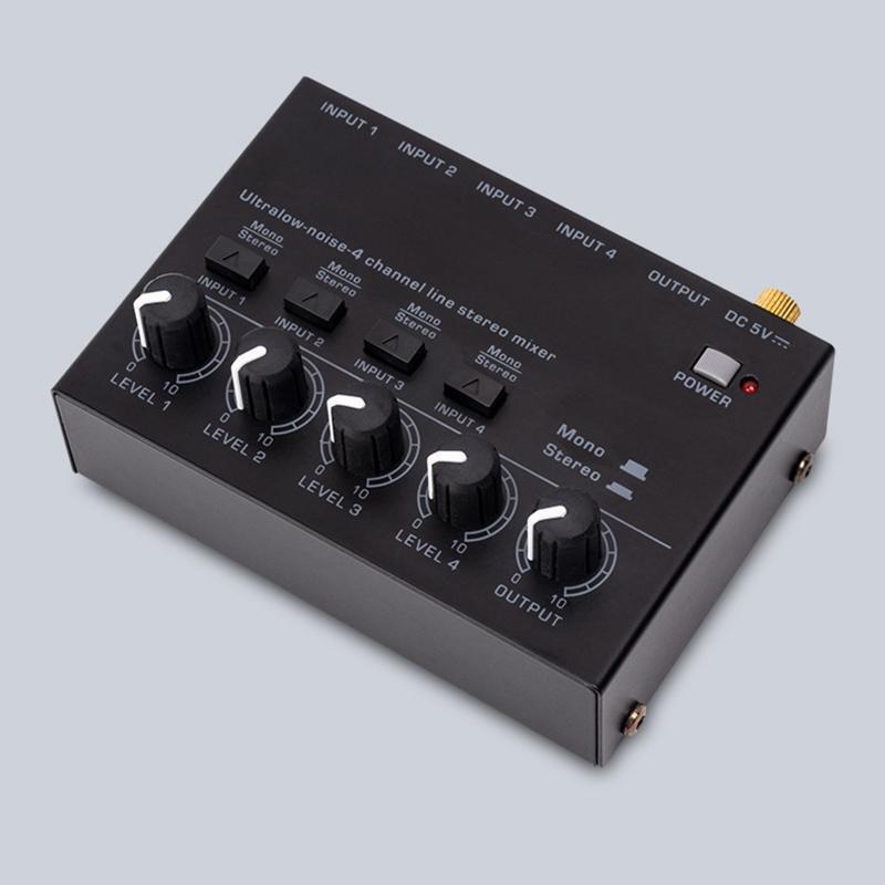 4 Channel Professional Sound Mixer Ultra Low-Noise Audio Stereo Sound Mixer