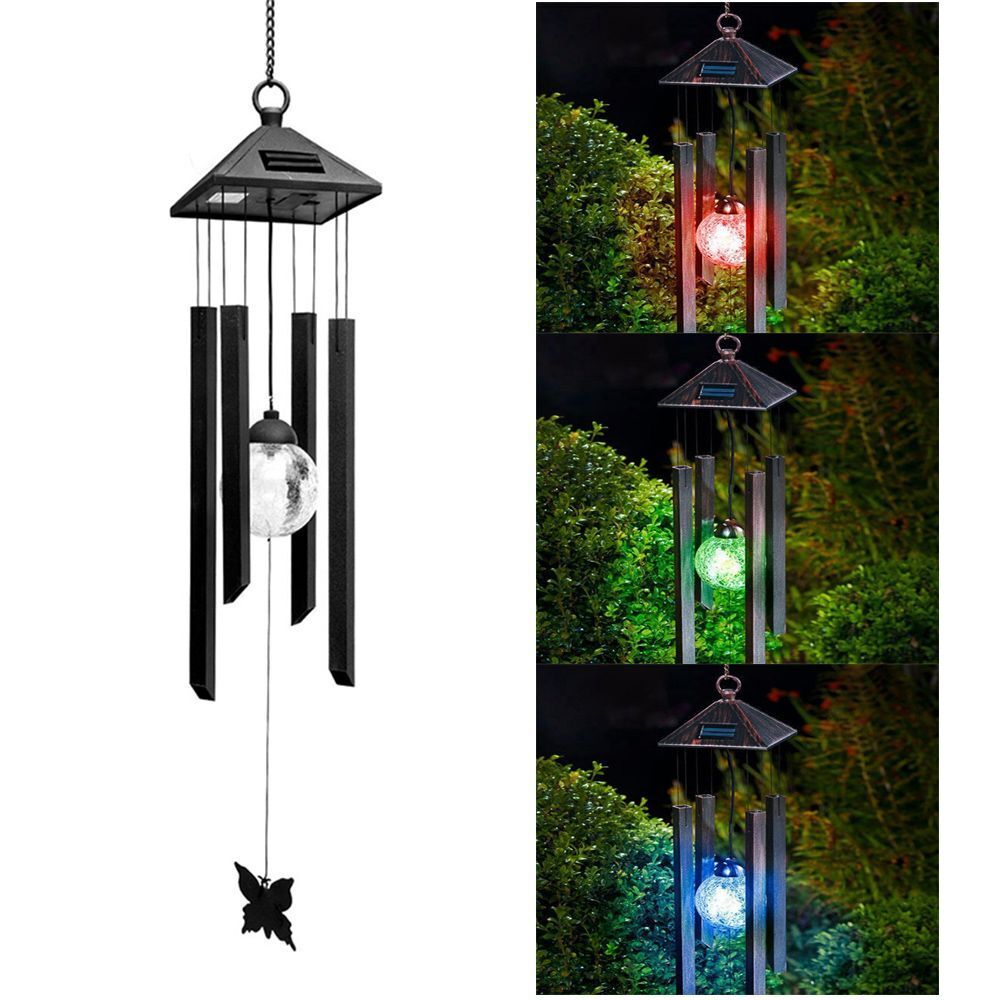 Hanging Ornament Wind Chimes LED Light Pendant Bell Solar Wind Chime Lights