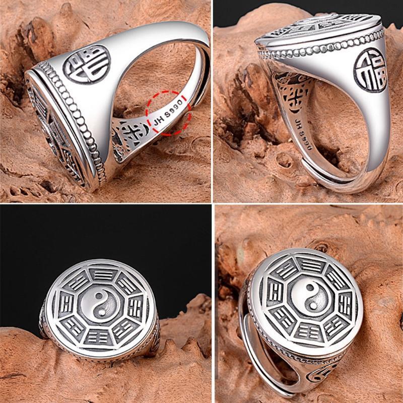Tai Chi Bagua Ring Gossip Transfer Luck Nine-character Mantra Ring for Women Men