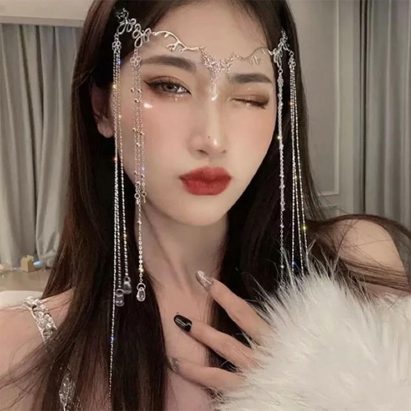Handmade Elegant Shinning Rhinestone Tassel Hairwear Waterdrop Crystal Hairband