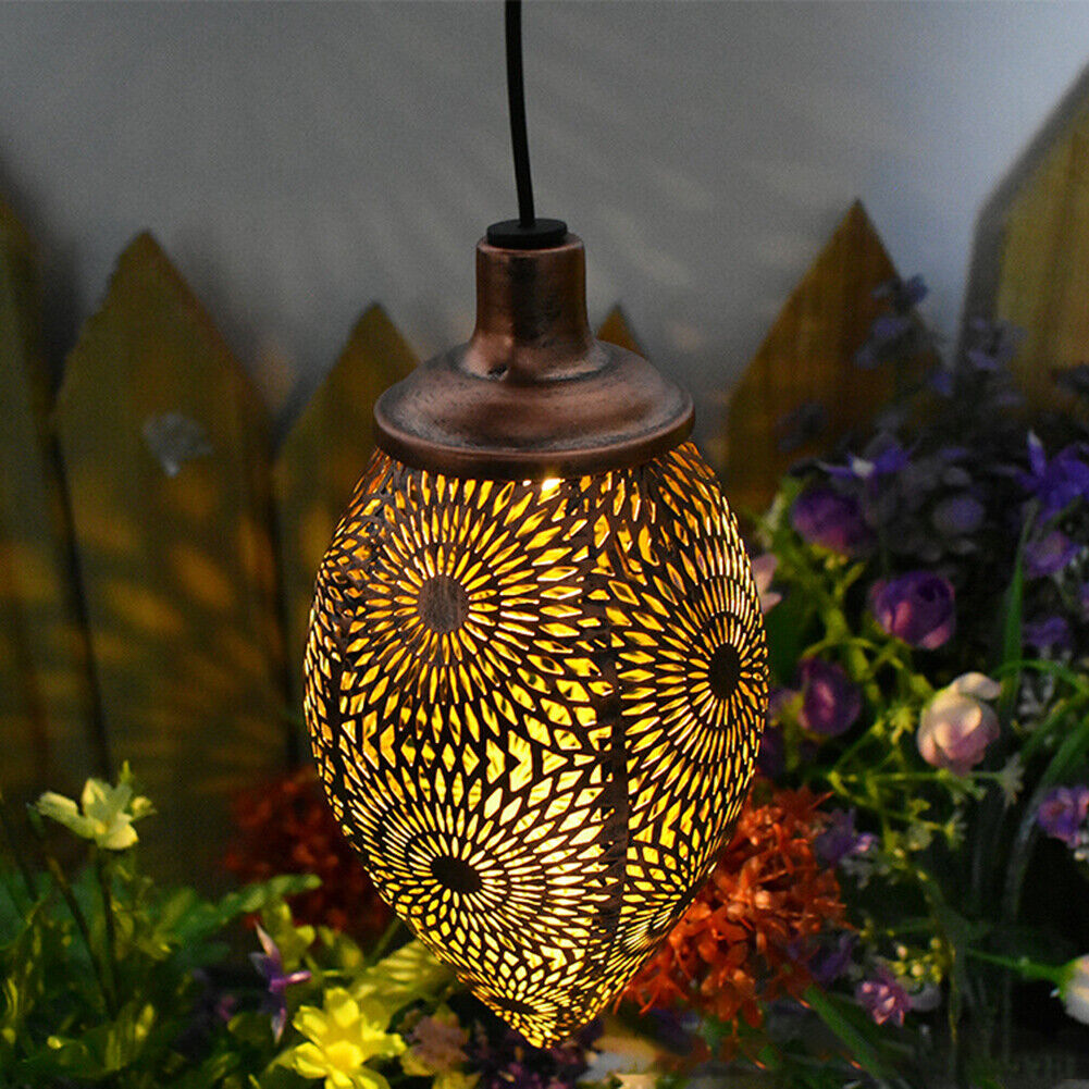Wrought Iron Solar Light Chandelier Waterproof Garden Lawn Projection Lamps