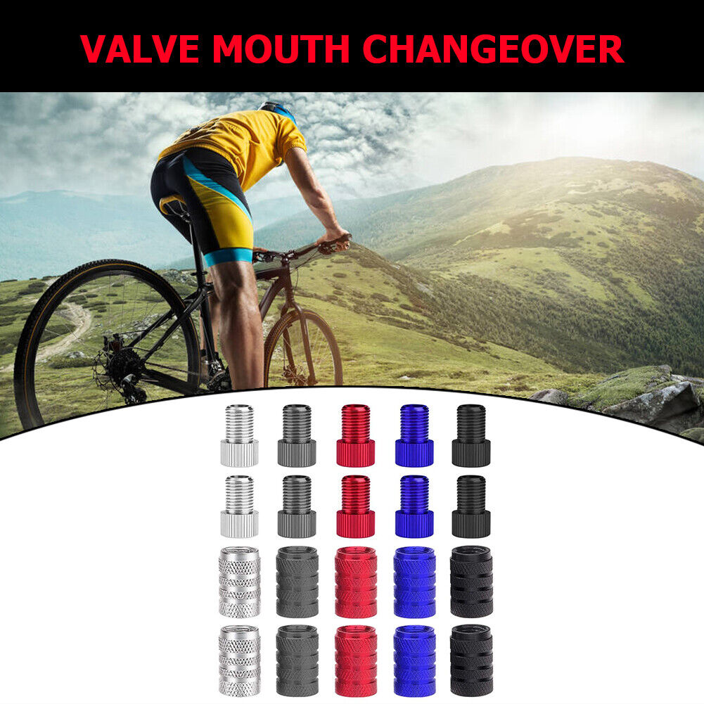 20pcs Pump Valve Adapter with Cap Bicycle Convert Presta to Schrader Valve