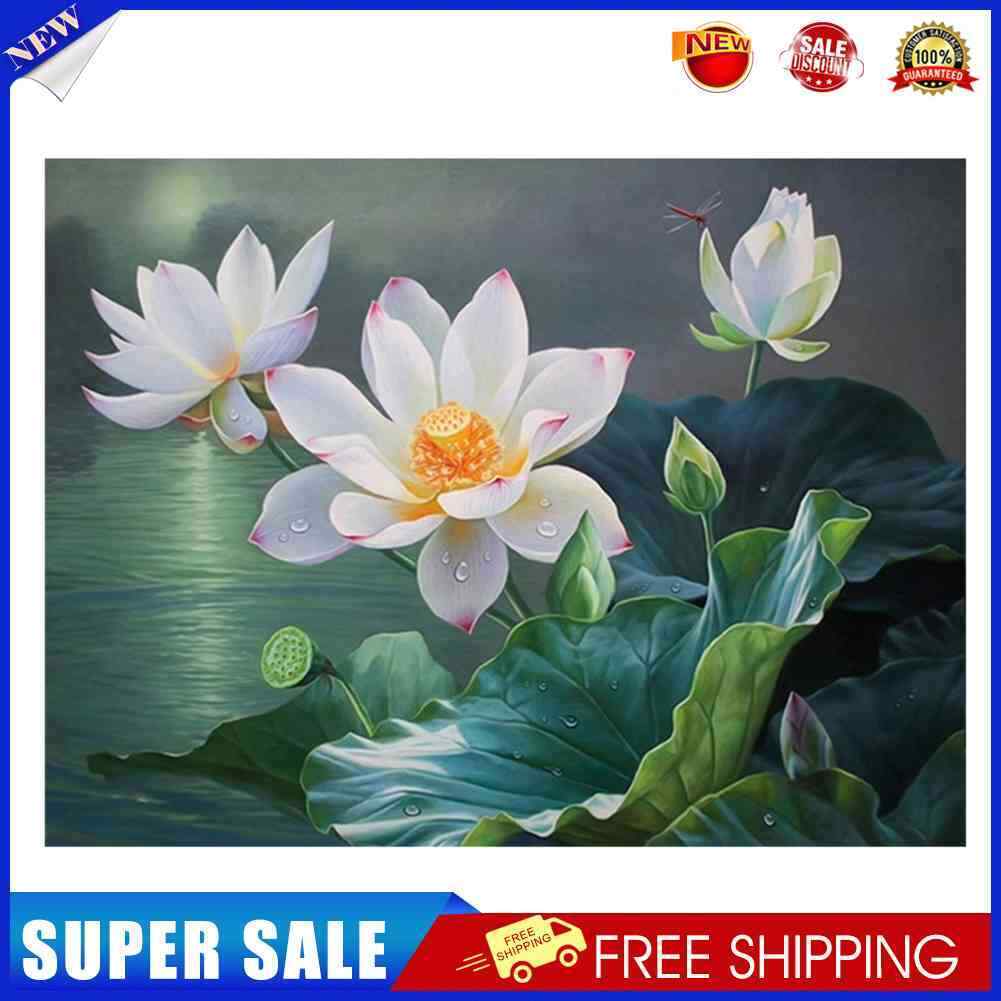 50x40cm DIY Cross Stitch Kit Lotus Flower Stamped 11CT Needlework (JL187 A)