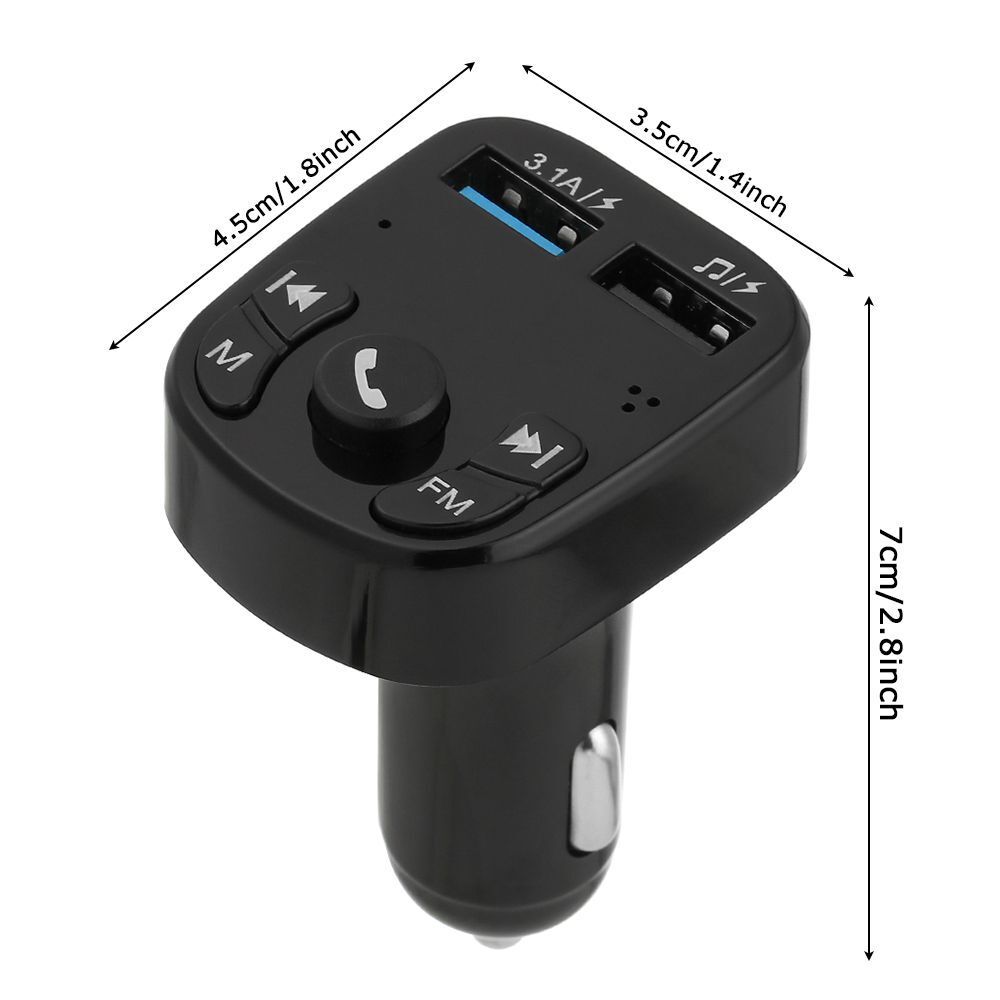 MP3 Player Car FM Transmitter Fast Charger Dual USB Ports Bluetooth Adapter