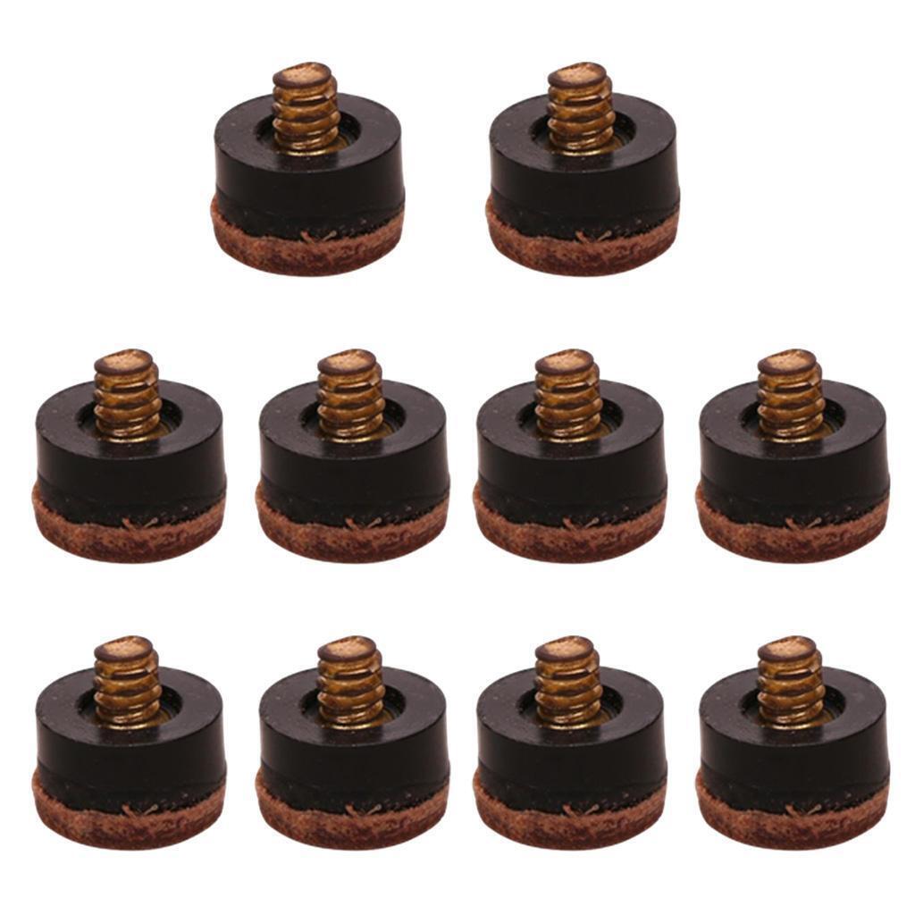 Extended Billiards Pool Cue Rest Bridge Head + 10Pcs 12mm Screw-On Cue Tips
