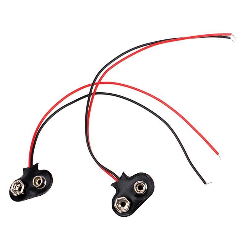 10 Pack T Type 9 V Battery Clip Connector Long Cable Connection Soft Shell