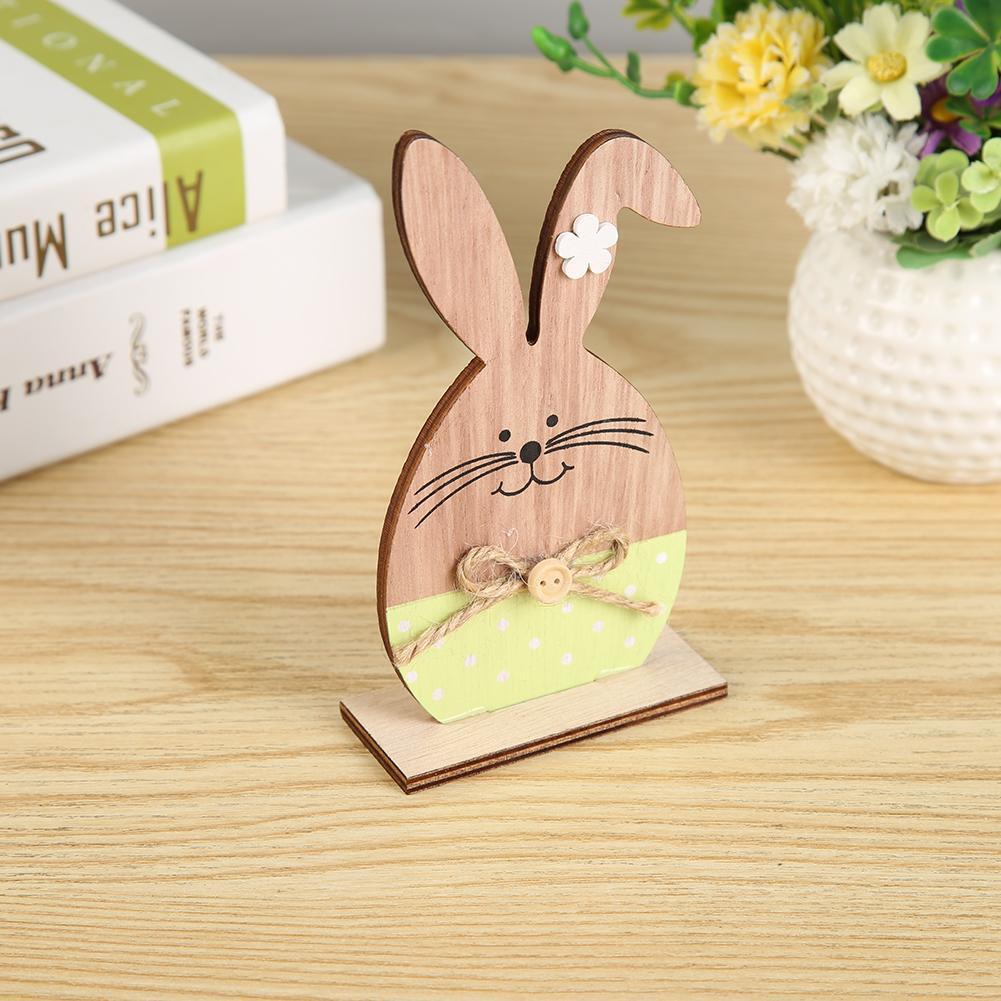 Creative Wooden Rabbit Egg Painted Ornaments Easter Gift for Home Decor (B)