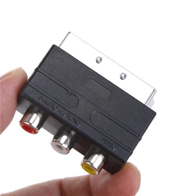 High Quality Scart Male Plug to 3RCA Phono Female AV TV Audio Video Adapter