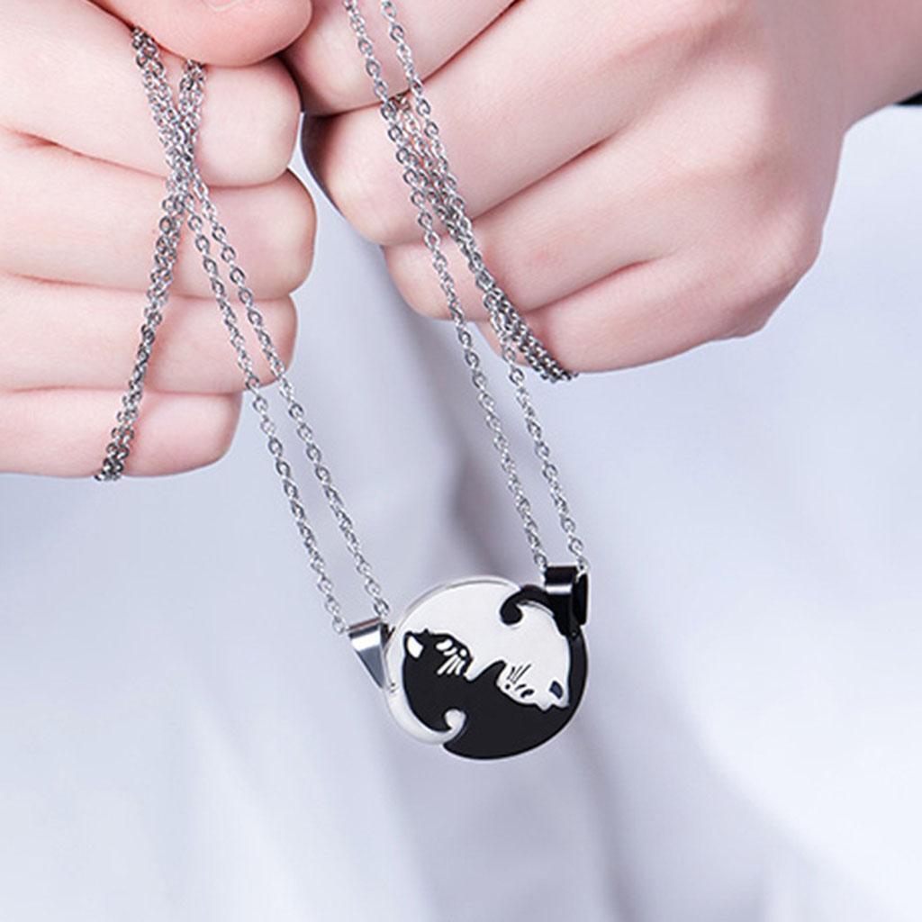 2 Pieces Couples Necklace Clavicle Chain Romantic  for Lover Anniversary
