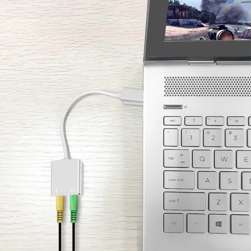 USB Type-c Audio Adapter External Stereo Sound Card with 3.5mm Headset Mic Jack