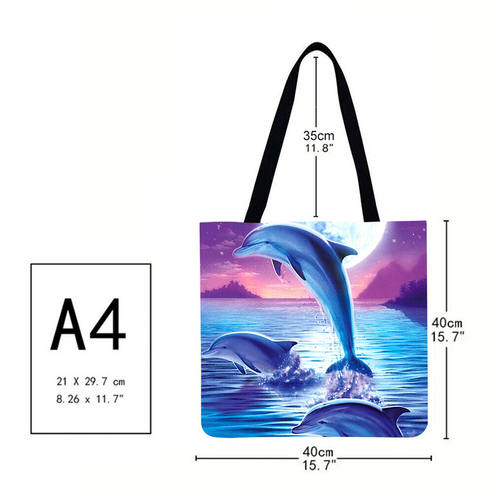 J little whale Printed Shoulder Shopping Bag Casual Large Tote Handbag