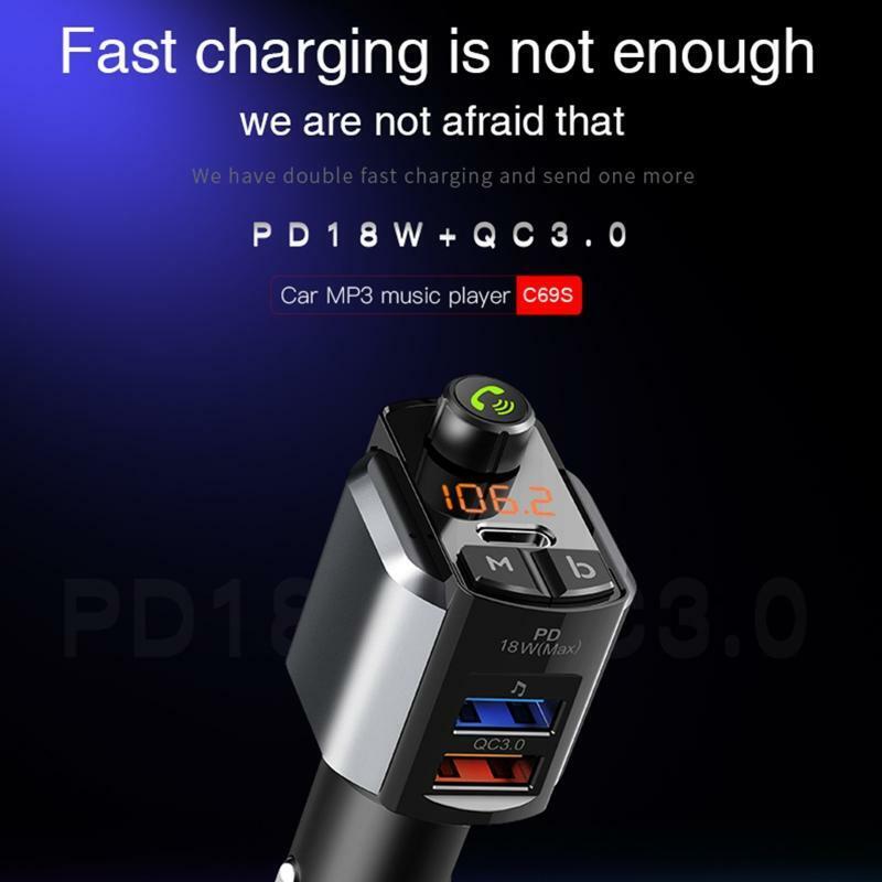 Bluetooth-compatible5.0 Car MP3 Player Handfree Call USB Car Chargers for Phone