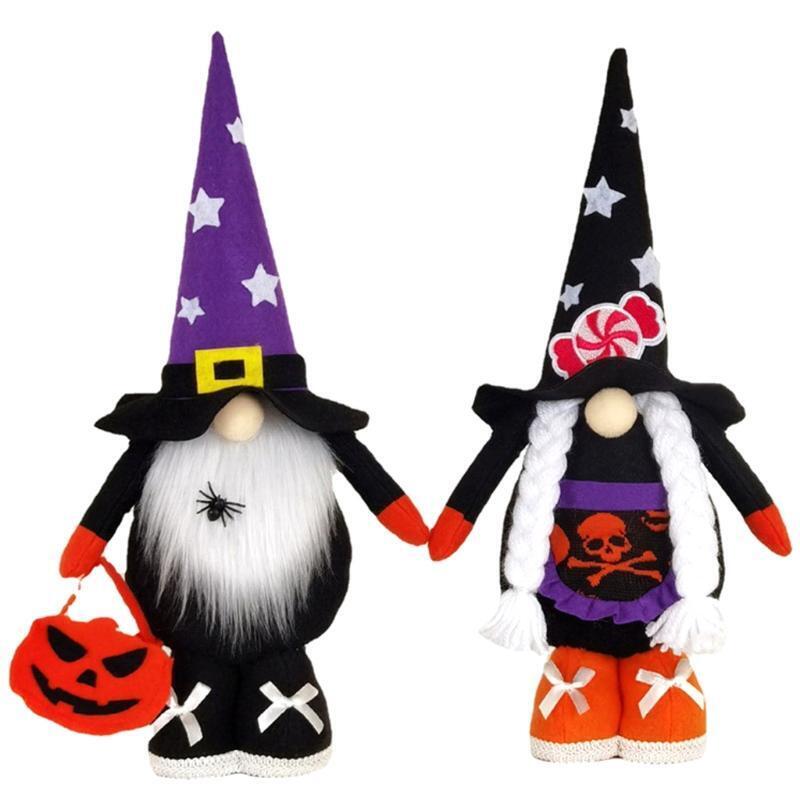 Mr and Mrs Halloween Gnomes Couple Set of 2 Handmade Swedish Tomte Scandinavian