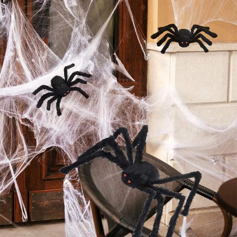 150cm Halloween Hairy Spider Scary Plush Giant Spiders for Haunted House Decor