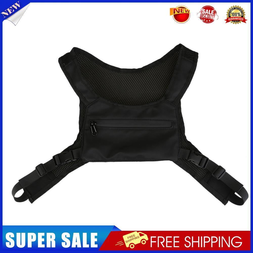 Street Shoulder Bags Women Men Nylon Hip Hop Vest Chest Pouch (1 Black)