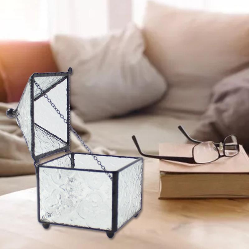 Four-sided Spire Geometric Ring Box Glass Jewelry Storage Box Wedding Engagement