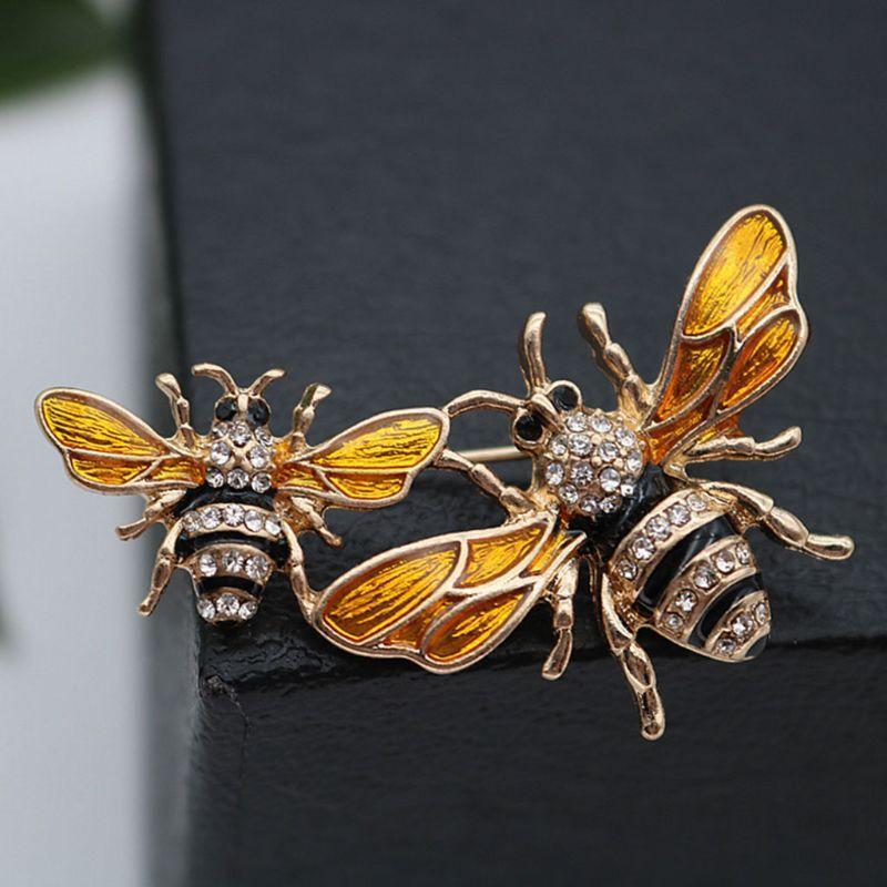 Delicate Sweater Collar Dresses Bee Brooch Bee Diamond Insect Pin for Women Girl