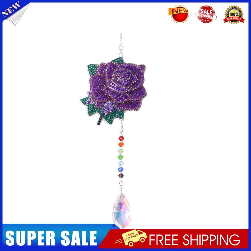 Diamond Drill Rainbow Collection Hang Crystal Prisms Wind Chime (Rose)